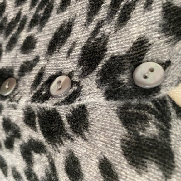 Griffen Black Cashmere Animal Print Long Cardigan - Picture 2 of 3